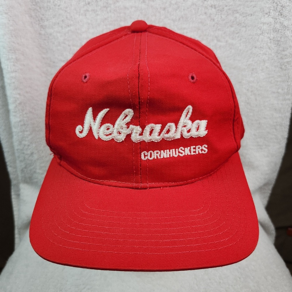 VTG The Game Nebraska Cornhuskers Hat Cap Snapback Red Script Logo 90s